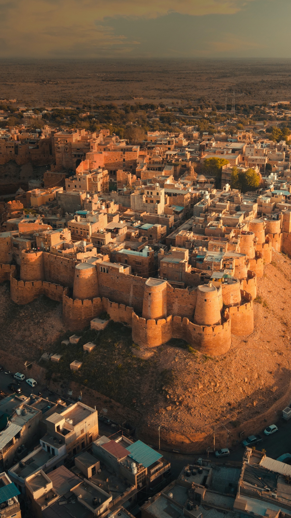 Aerial view of Jaisalmer Fort and the golden city